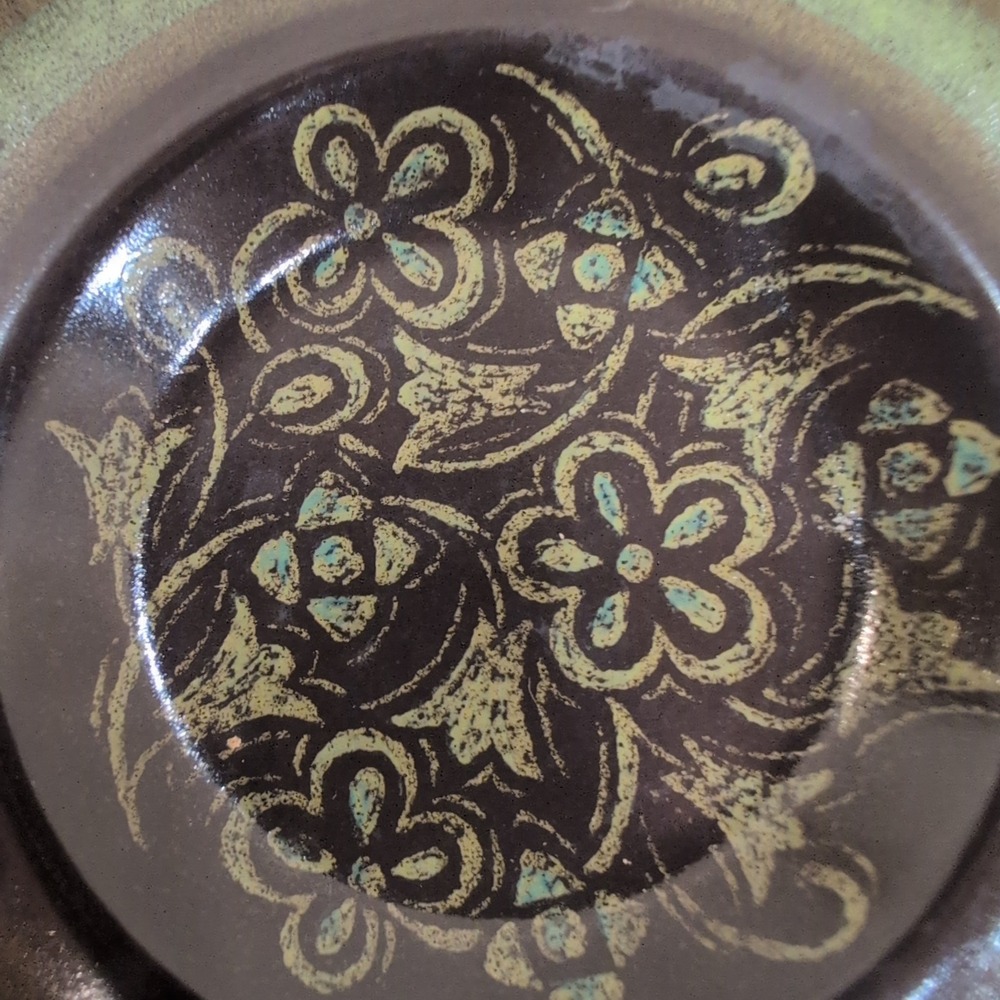 Franciscan Madeira Brown Moss Green Floral Earthenware Saucer Plate Vintage MCM - Picture 6 of 7